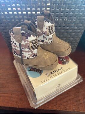 Ariat Brown and Camouflage Toddler Cowboy Boots - Patriot Infant Stompers